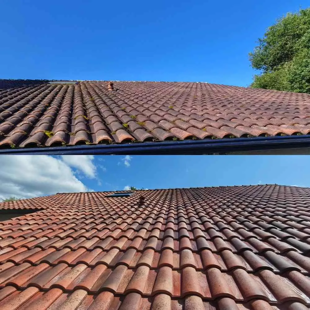 Résultat nettoyage toiture Green Vapeur